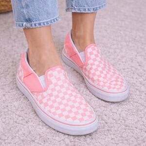 Vans Slip-On Checkerboard shoes  pink & white colorway. size 6